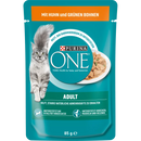 PURINA ONE Nourriture humide pour chat au poulet et haricots verts en sauce, Adulte, 85 g