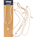 Parure collier ebelin aspect doré avec perles, 3 pièces.