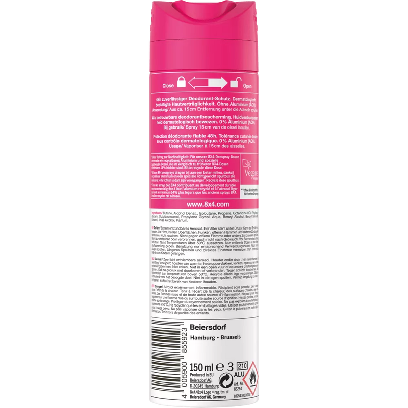 8x4 women Deo Spray Deodorant Nr.15 Frozen Berry, 150 ml