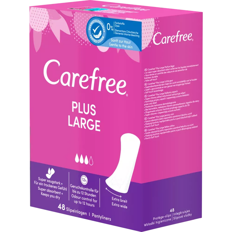 Carefree Inlegkruisje Large Plus zonder parfum, 48 stuks