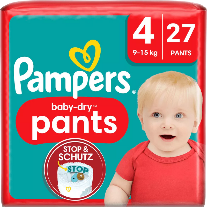 Pampers Babybroekjes Baby Dry maat 4 Maxi (9-15 kg), 27 stuks.