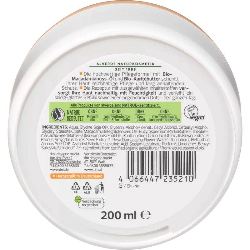 alverde NATURKOSMETIK alverde Body Butter Macadamia Nut, 200 ml