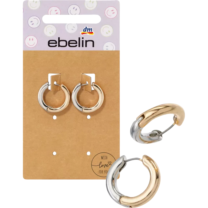 Créoles ebelin aspect argent et or, 2 pièces.