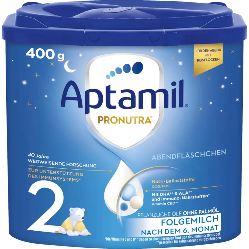 Aptamil opvolgmelk 2 avondflessen na 6 maanden, 400 g