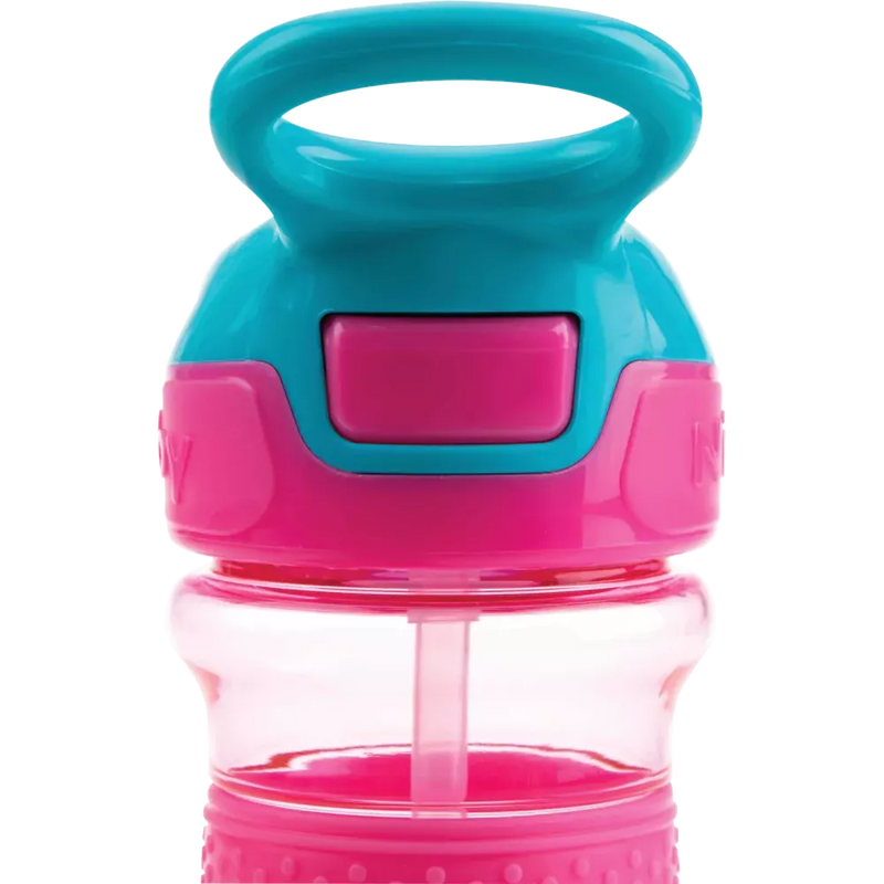 Nuby Rietjesbeker Tritan Reflex, roze, 360 ml, 1 stuk