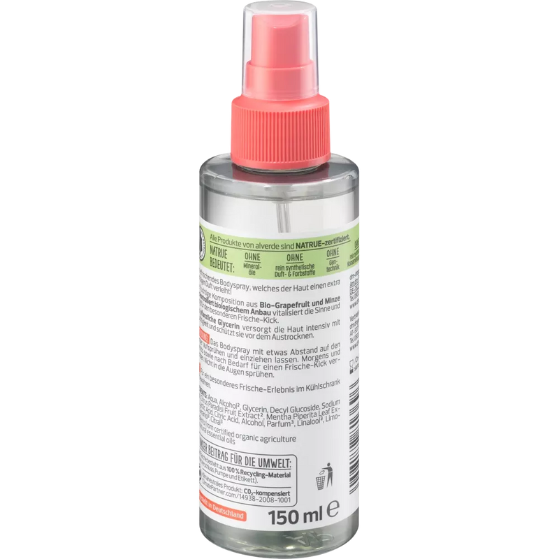 alverde NATURKOSMETIK Fresh spray biologische grapefruit, biologische munt, 150 ml