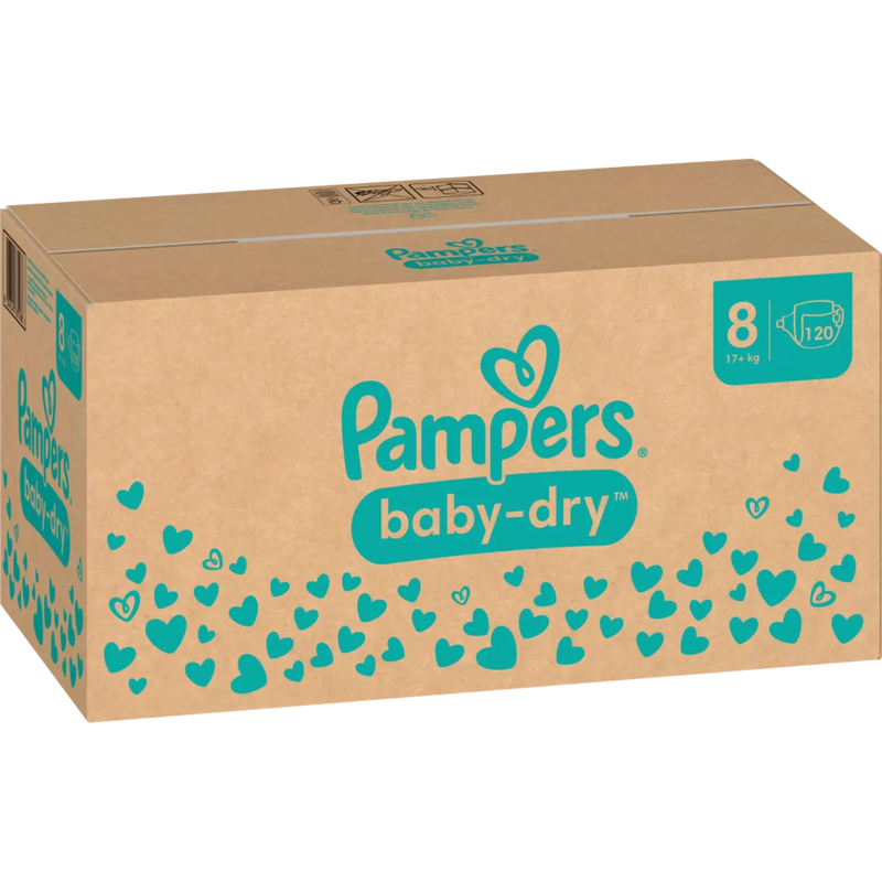 Pampers Luiers Baby Dry Gr.8 Extra Large (17+ kg), maandelijkse doos, 120 stuks.