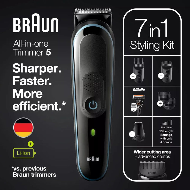 Braun Scheerapparaat voor het lichaam, Multi Grooming Kit All-in-one MGK5345 Zwart, 1 stuk