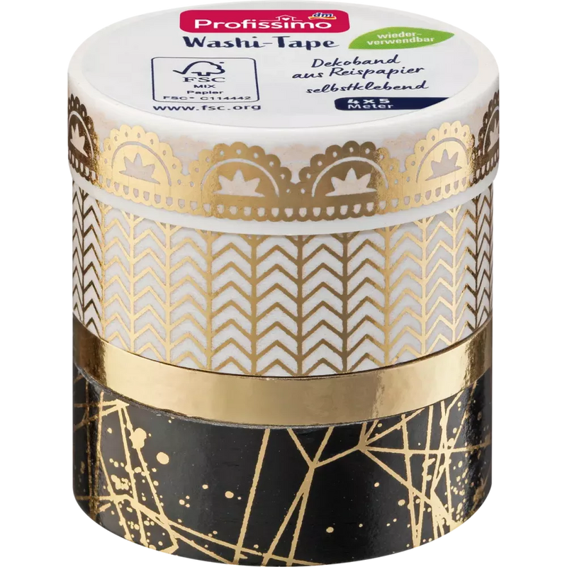 Profissimo Washi tape "Feestelijk", 4 stuks.