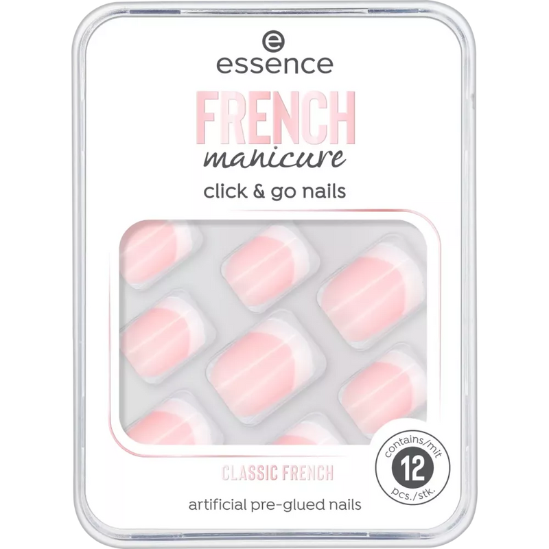 essence cosmetics Kunstnagels french manicure click & go nails classic french 01, 12 stuks.