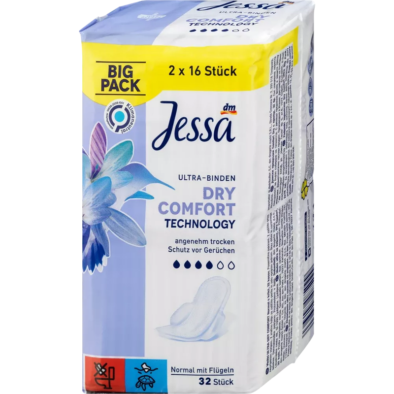 Jessa Maandverband Ultra bandages Dry Comfort, 32 stuks