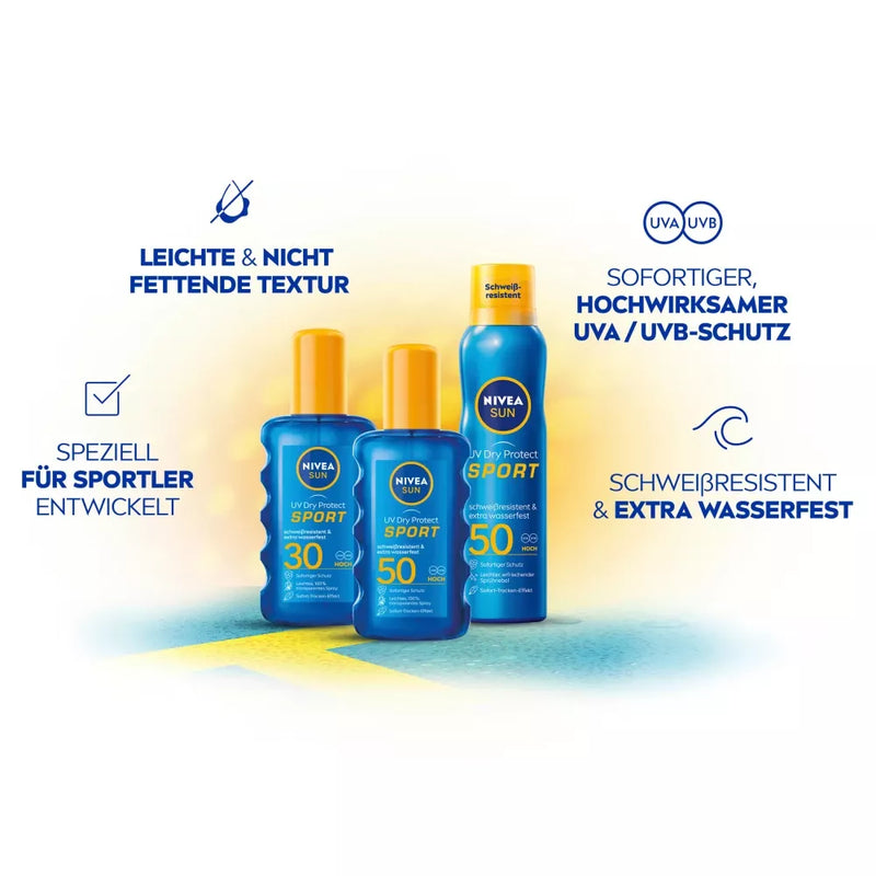 NIVEA SUN Zonnespray UV Dry Protect Sport, SPF 50, 200 ml