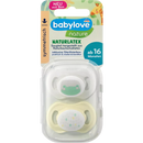 Sucette en latex babylove nature, symétrique, blanc/jaune, taille 3, à partir de 16 mois, 2 pièces.