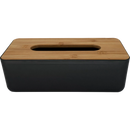 Soapland Zakdoekendoos kunststof met bamboe deksel zwart, 1 st.