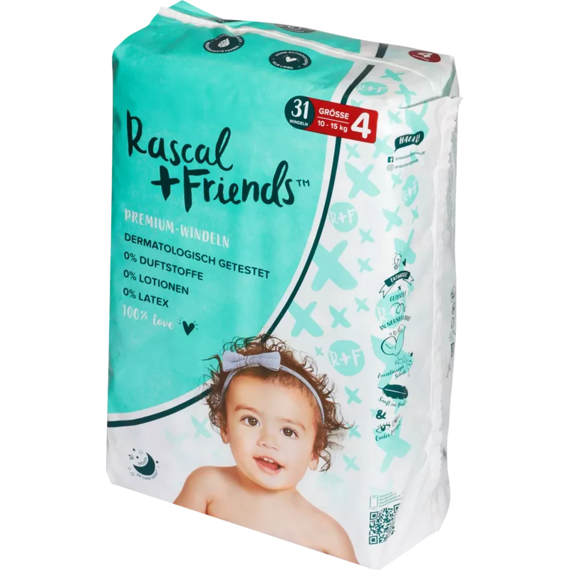 Rascal+Friends Baby Luiers maat 4, 10-15 kg, 31 stuks