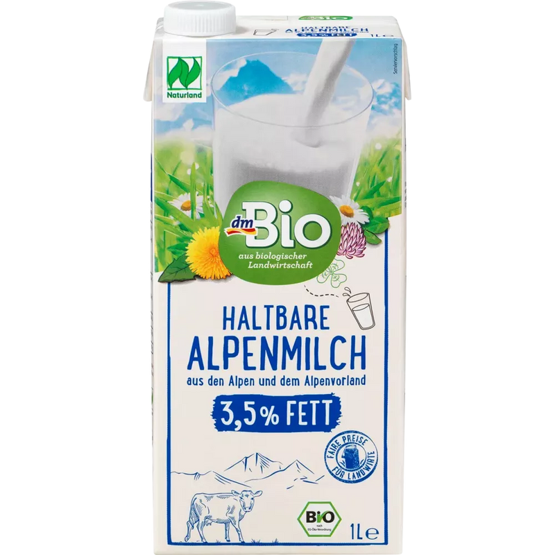 dmBio Melk, houdbare Alpenmelk 3,5 % vet, Naturland, 1 l
