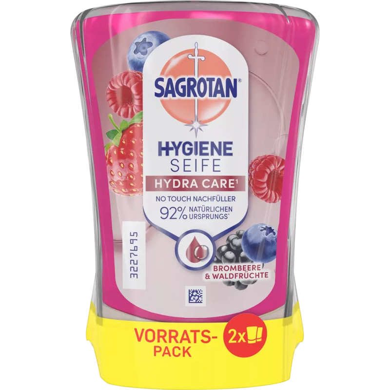 Sagrotan Zeepdispenser No Touch Blackberry & Forest Fruit Hydra Care, navulverpakking (2x250 ml), 500 ml