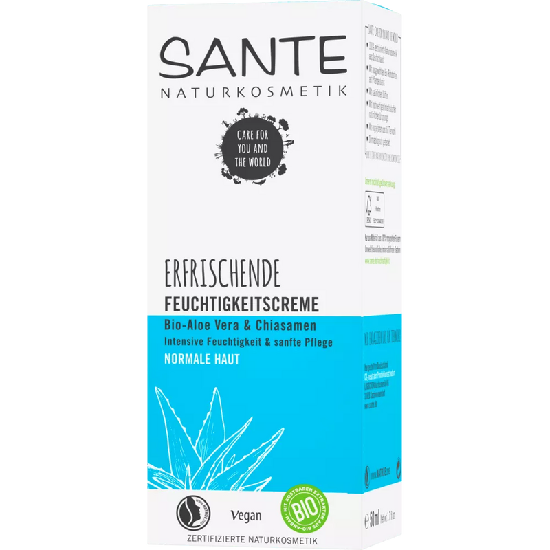 Sante Dagcrème Verfrissende Moisturiser Biologische Aloë Vera & Chia Zaad Extract, 50 ml