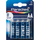 Paradies Batterijen Power Alkaline Mignon AA, 8 stuks.