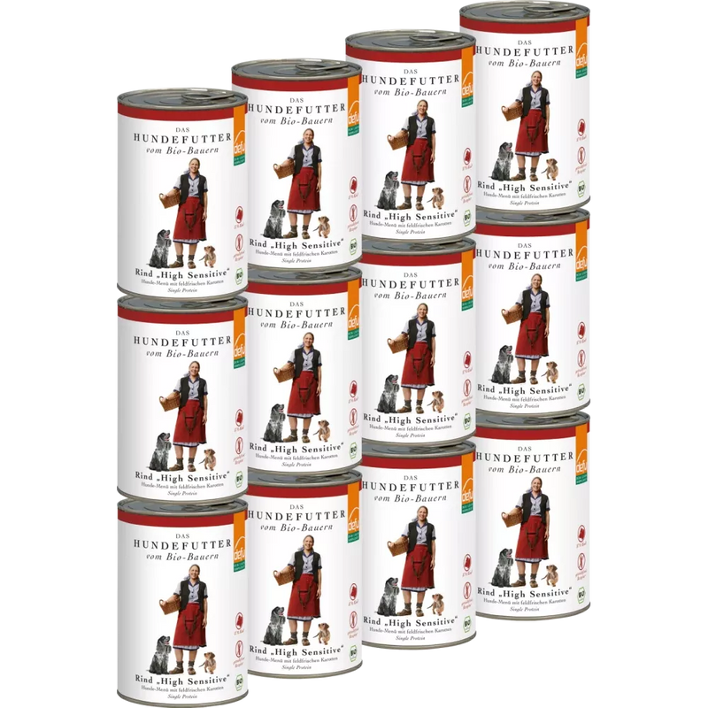 Defu Honden Natvoer, biologisch rundvlees, high sensitive, graanvrij, multipack (12 x 410g), 4,92 kg