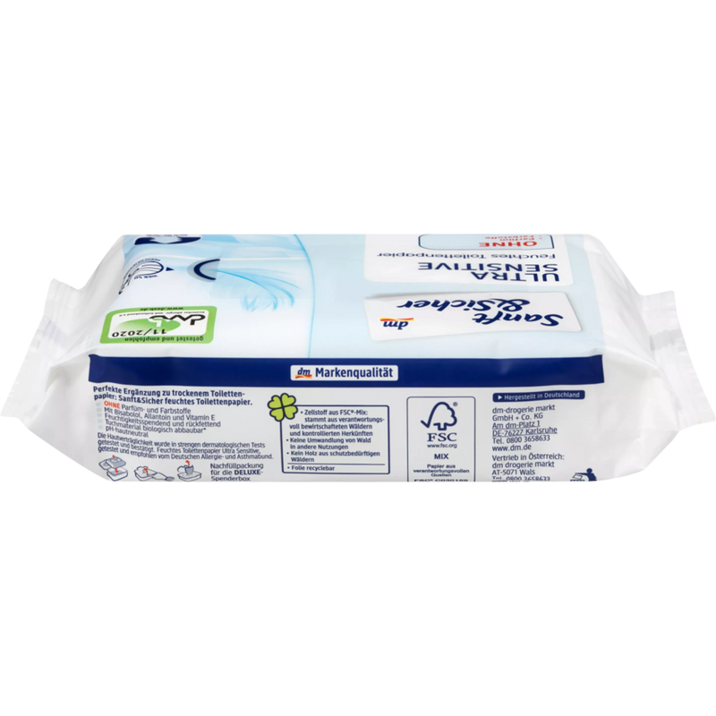 Sanft&Sicher Vochtig toiletpapier Ultra Sensitive Twin Pack 2x50st, 100st