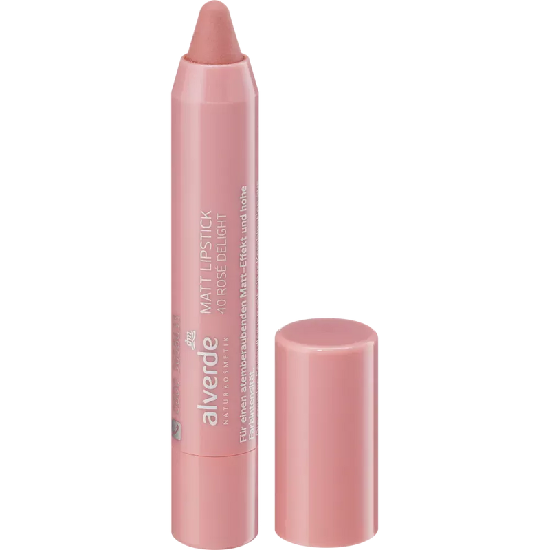 alverde NATURKOSMETIK Lipstick Mat 40 Rosé Delight, 3.7 ml