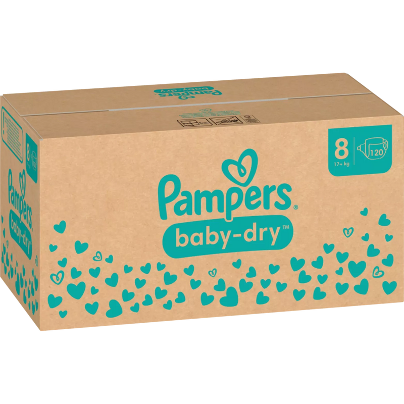 Pampers Luiers Baby Dry Gr.8 Extra Large (17+ kg), maandelijkse doos, 120 stuks.