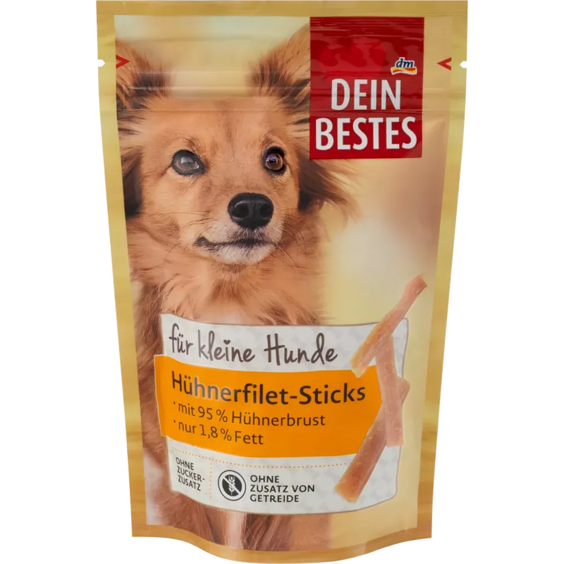 Dein Bestes honden Snack voor kleine honden, kipfiletsticks, 80 g