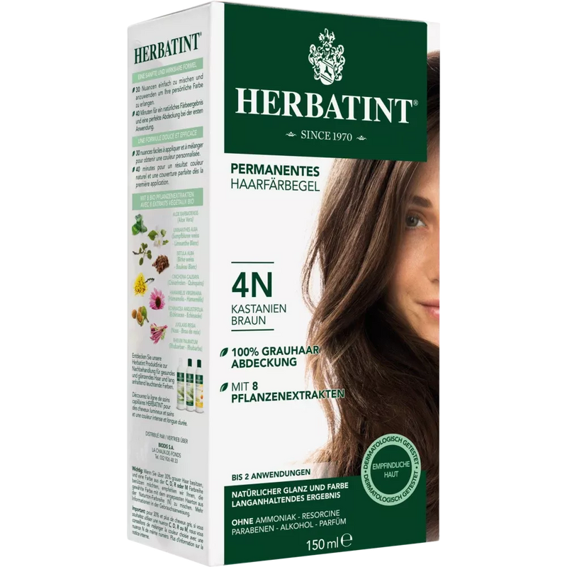 Herbatint Haarkleur gel Kastanjebruin 4N, 1 stuk