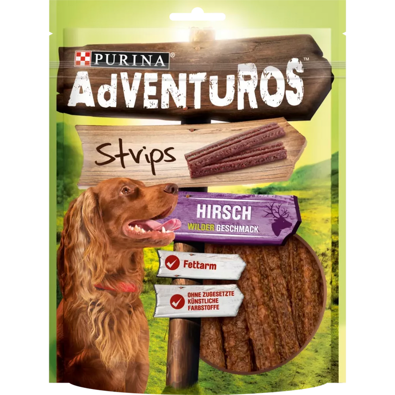 Purina Adventuros Kauwbare hond, reepjes met hert, 90 g