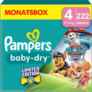 Pampers Luiers Baby Dry maat 4 (9-14 kg) Limited Edition Paw Patrol, maandelijkse doos, 222 stuks.