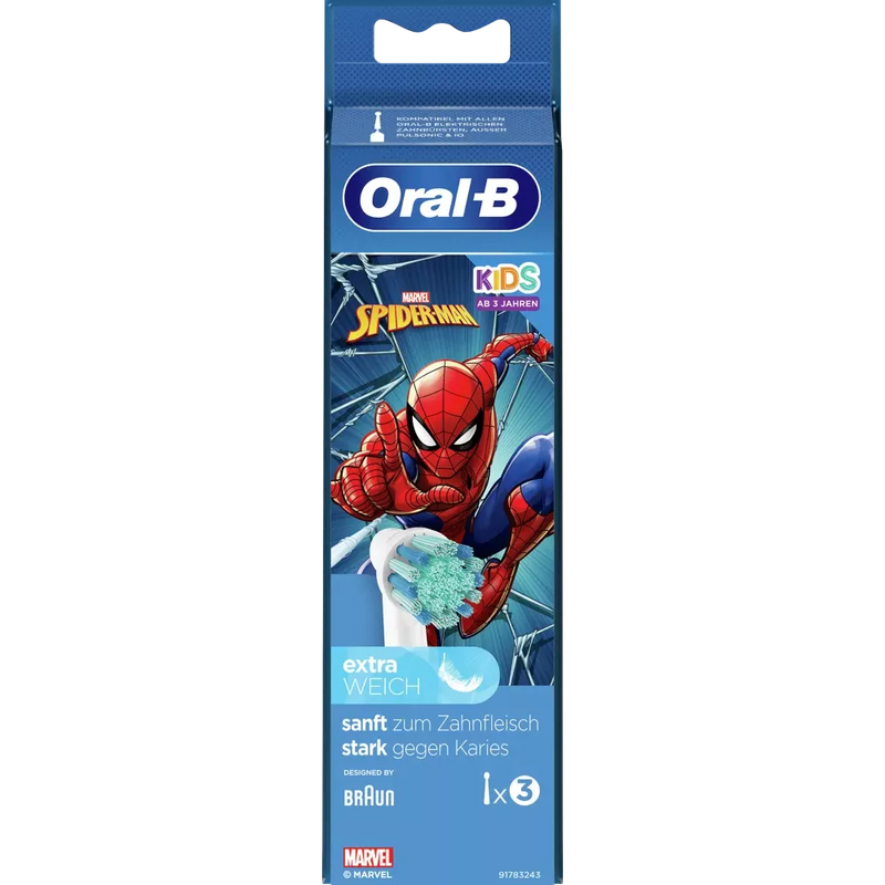 Oral-B Spiderman borstels voor kinderen, vanaf 3 jaar, extra zacht, 3 stuks