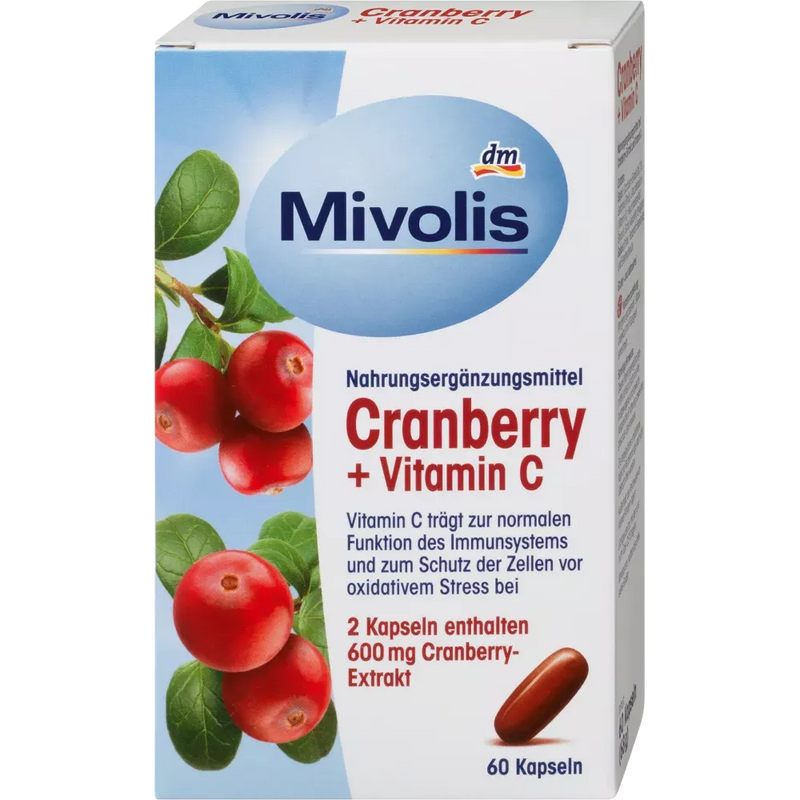 Mivolis Cranberry + Vitamine C Capsules, 60 stuks, 68 g