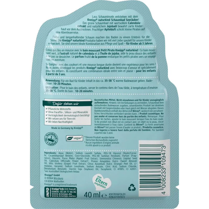 Kneipp Naturkind Badtoevoeging badschuim Seeräuber, 40 ml