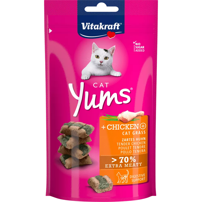 Vitakraft Kattensnacks, Cat Yums met Kip & Kattengras, 40 g