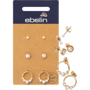 Boucles d'oreilles à tige ebelin combinaison de perles couleur or, 6 pièces.