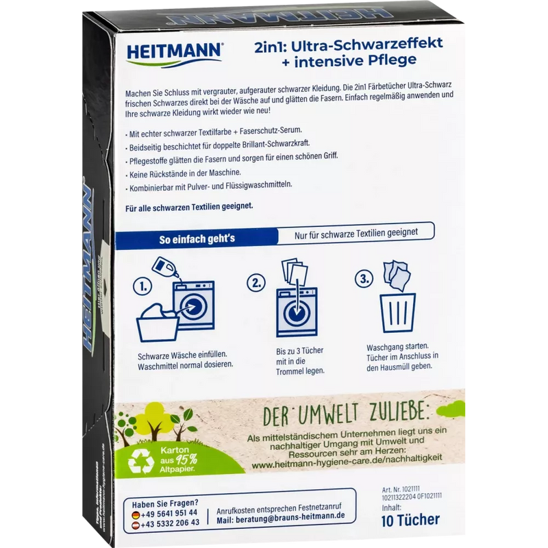 Heitmann Verfdoeken Ultra Zwart 2in1, 10 stuks.