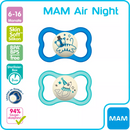 MAM Fopspeen Air Night silicone blauw/groen, 6-16 maanden, 2 st.