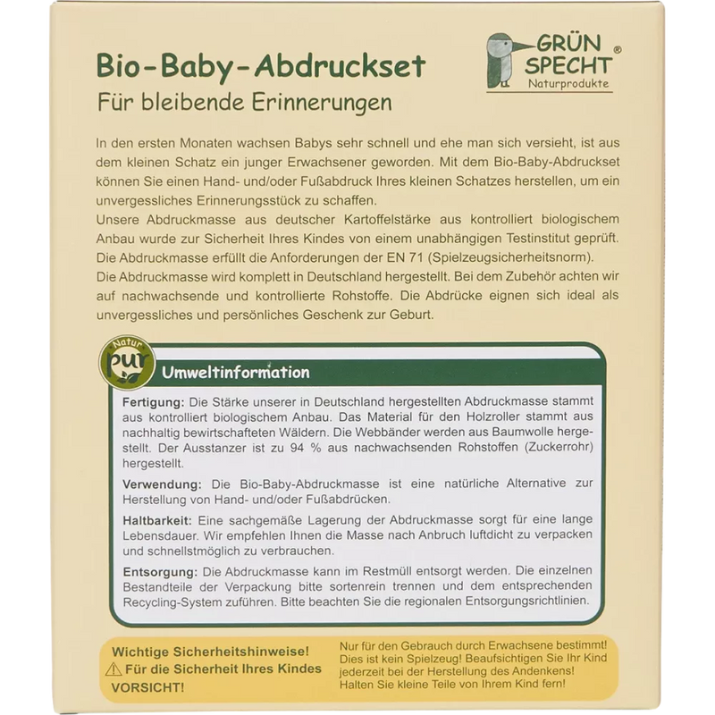 Grünspecht Biologische baby impressie set, 2 blikken, 1 stuk