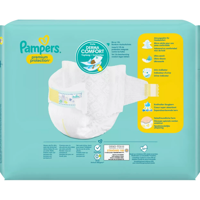 Pampers Luiers Premium Protection maat 2 Mini New Baby (4-8 kg), 30 stuks.