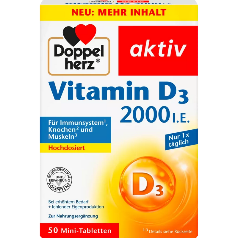 Doppelherz Vitamine D3 2000IE 50 stuks, 20,8 g