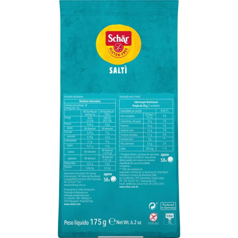 Schär Cracker, Salti Cracker met zeezout, 175 g