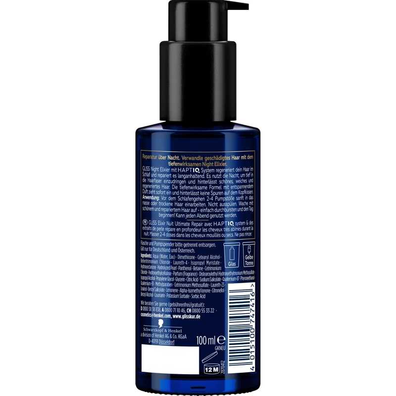 Schwarzkopf GLISS Haarbehandeling Nacht Elixir Ultimate Repair, 100 ml