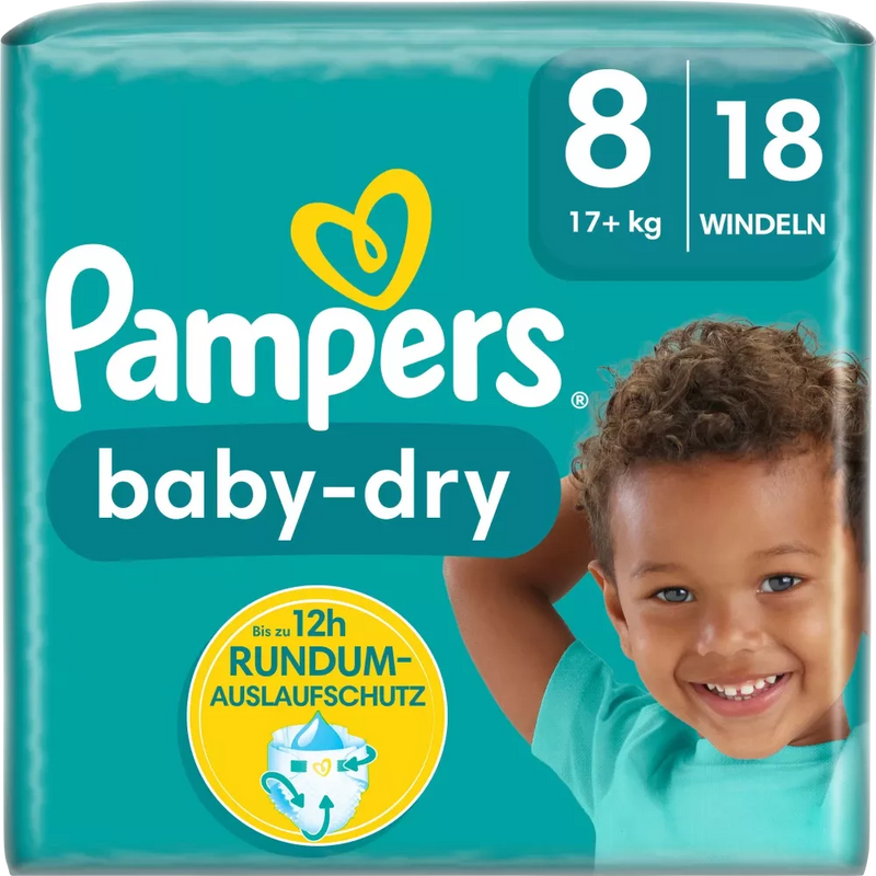 Pampers Luiers Baby Dry Gr.8 Extra Large (17+ kg), 18 stuks.