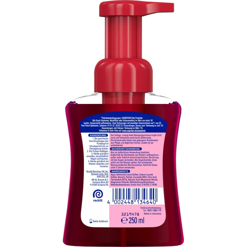 Sagrotan Kinderschuimzeep rood, 250 ml