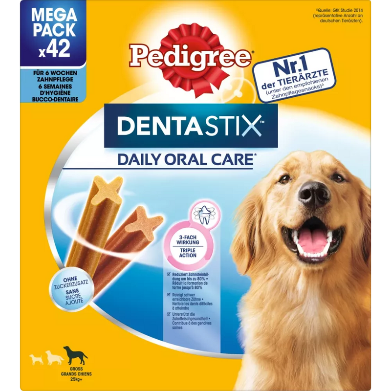 Pedigree Hondenkauw DentaStix voor grote honden, multipack (6x7 stuks), 1.62 kg