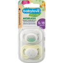 Sucette babylove nature en latex symétrique, jaune/blanc, taille 2, 5-18 mois, 2 pcs.