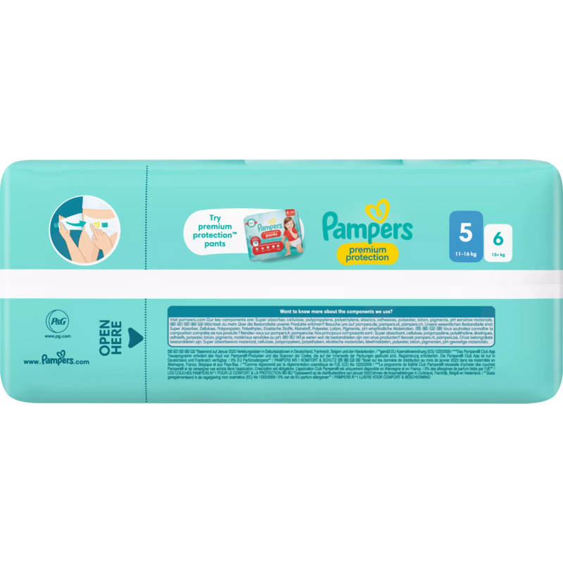 Pampers Luiers Premium Protection maat 5 Junior (11-16 kg), 22 stuks.