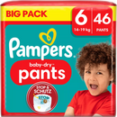 Pampers Baby Pants Baby Dry Gr.6 Extra Large (14-19 kg), Grand paquet, 46 pièces.