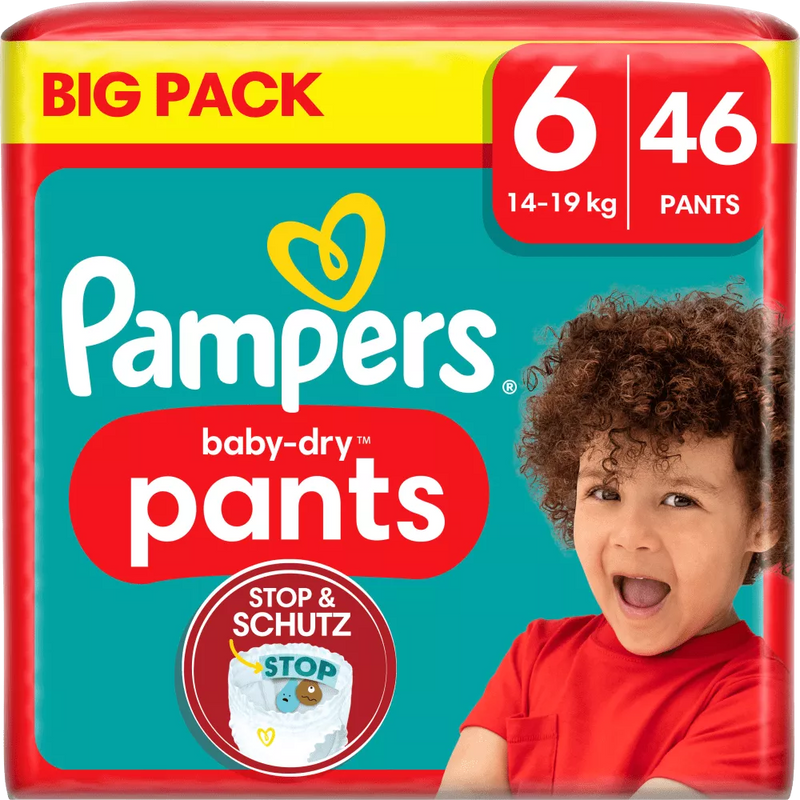 Pampers Babybroekjes Baby Dry Gr.6 Extra Large (14-19 kg), Grootverpakking, 46 stuks.